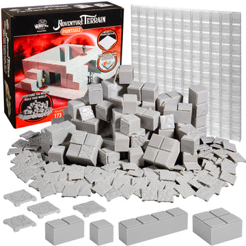 Monster Adventure Terrain 3D Interchangeable Builder System - 173pc PAINTABLE Core Building Set w Base - Build Modular Worlds in a Snap & Elevate Your