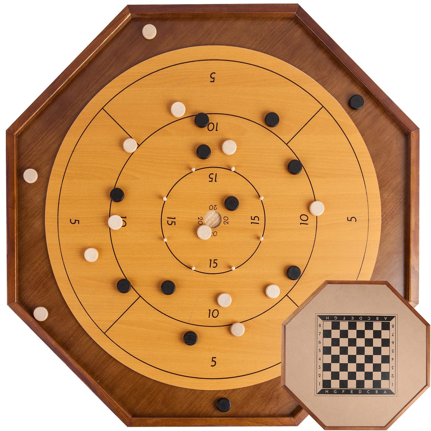 Tournament Crokinole and Checkers, 30-Inch Official Crokinole Board Game with 26" Playing Surface, Canadian Heritage Tabletop Game for Two Players