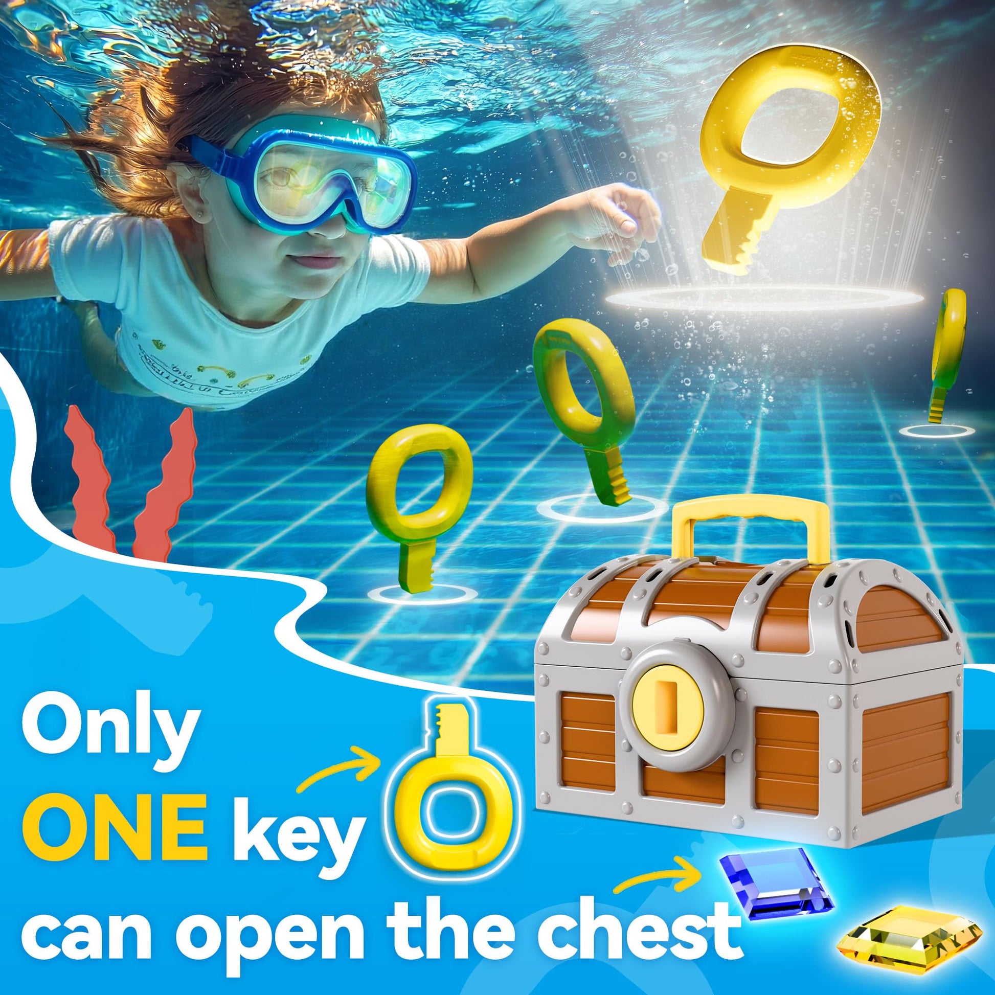 Funscape Kids Pool Diving Toy, Large Treasure Chest Water Dive Pool Games