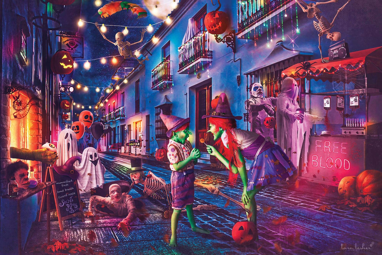 Boo Boulevard Halloween Puzzle By Tara Lesher | 1000 Piece Jigsaw Puzzle for Adults and Kids | Interactive Brain Teaser for Family Game Night | 29 x