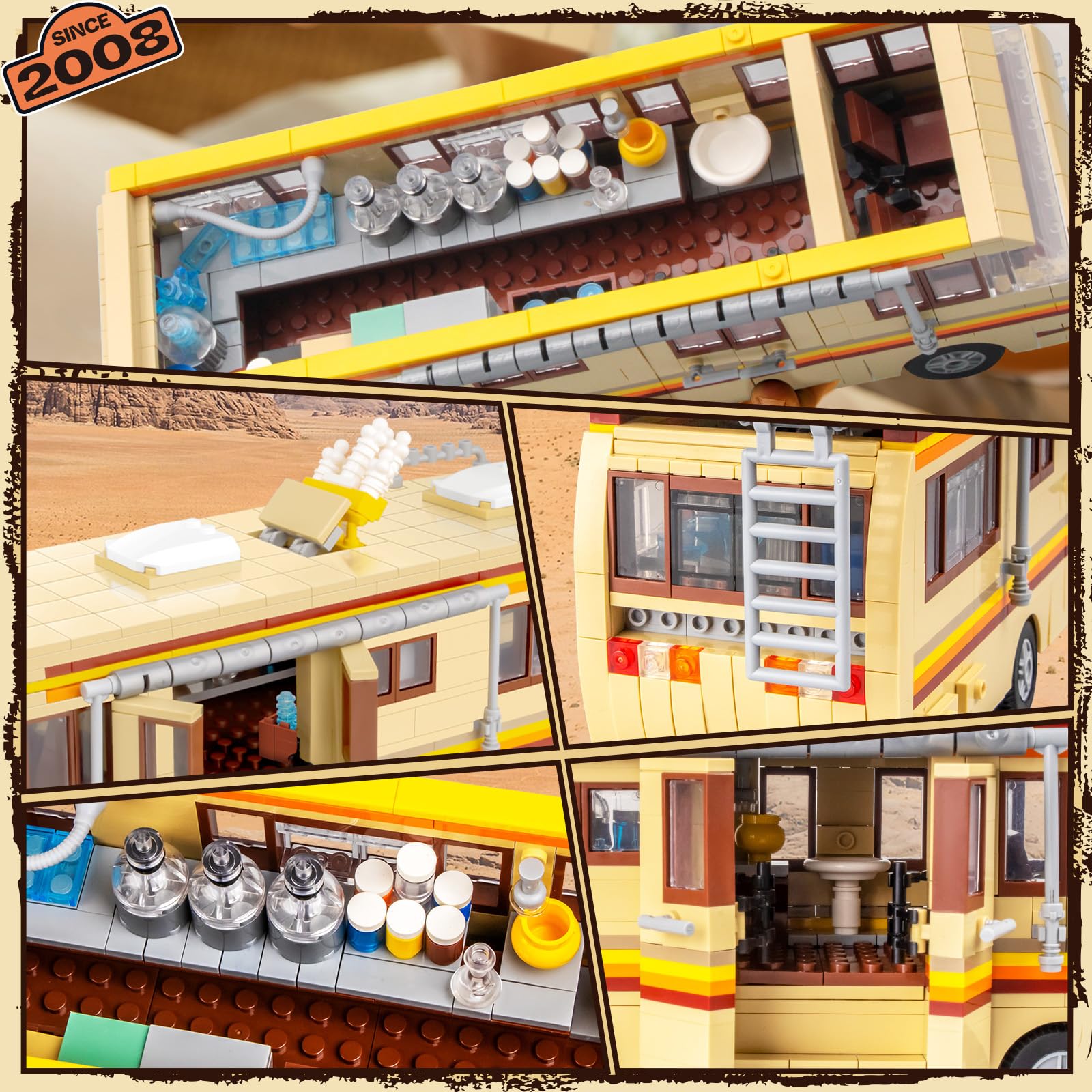 Lixboxy Camper for Break Bad Rv Building Set, Creative Camper Van Building Blocks Merchandise, DIY Technic Building Set Toy, Building Bricks Kit