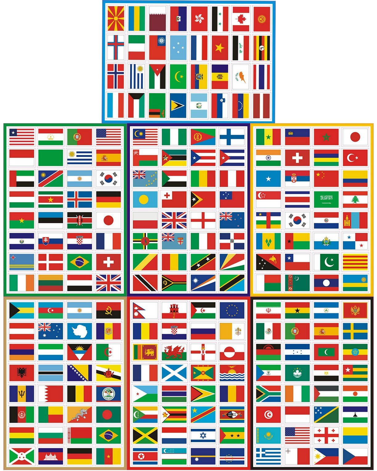 TamBee Countries Flags Stickers 224PCS Multi Territorial Maps Nations Patterns Face Sticker Travel Stickers Children's Room Decor Labels Football Team