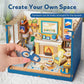 DIY Miniature House Kits-Living Room, 3D Wooden Puzzles with LED Light Tiny House Mini House Building Kit for Adults, Wooden Adults Crafts Home Decor