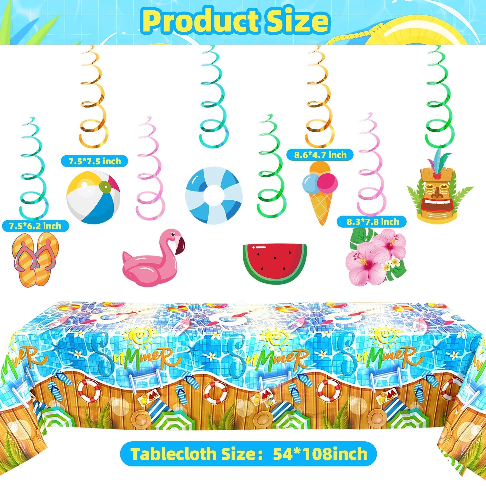 Summer Party Decotrations Pool Partys Decor Beach Theme Party Supplies Include Birthday Banner Tablecloth Balloons for Hawaiian Birthday Party