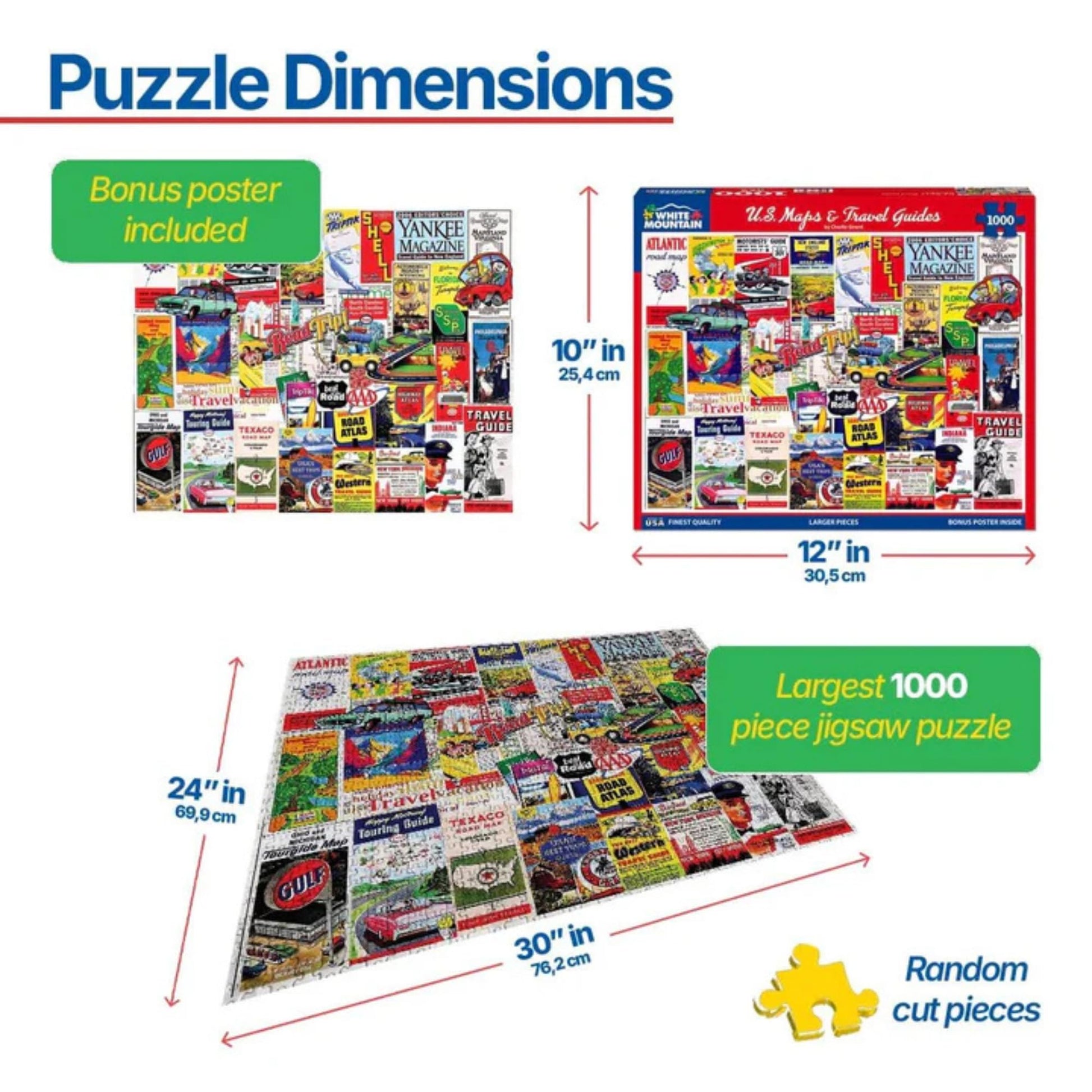 White Mountain 1000 Piece Jigsaw Puzzle, US Maps & Travel Guides