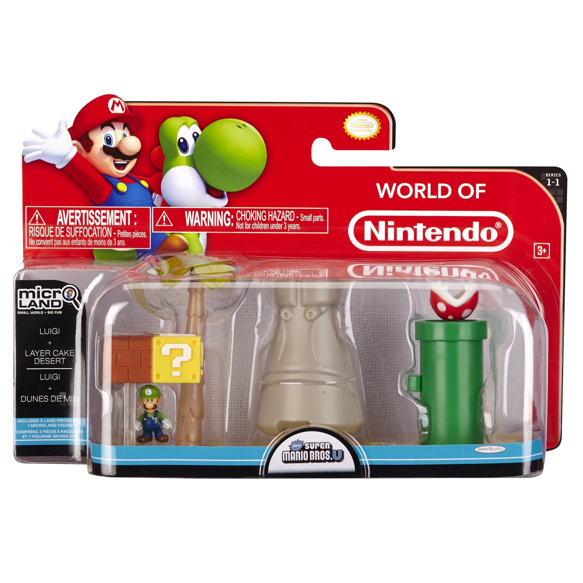 Nintendo Mario Bros Universe Micro Land Wave 1: Layer Cake Desert with Luigi Playset, 3-Pack