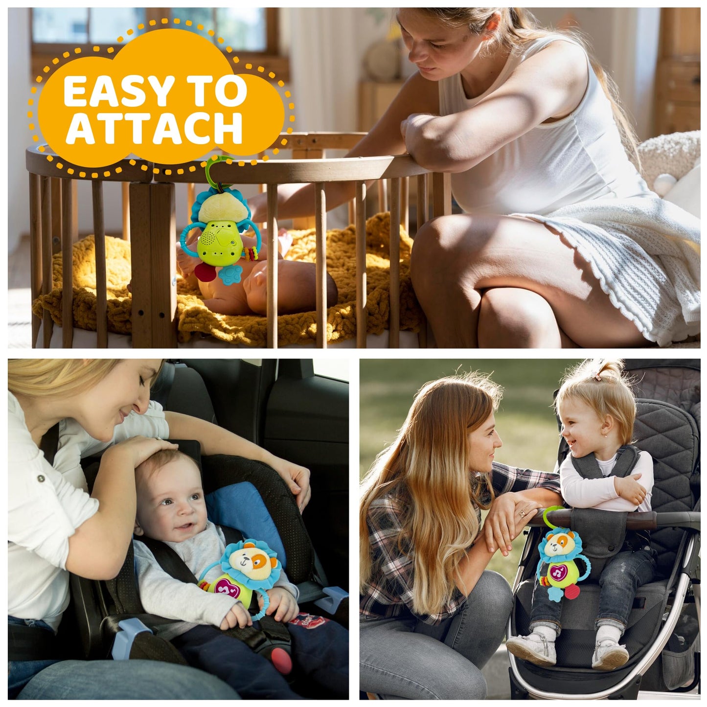 KiddoLab Musical Caesar Teething Toy for 3 Months and Up - Baby Teether, Rattle & Musical Toy with Lights & Fun Sound Effects - Baby Hanging Toy