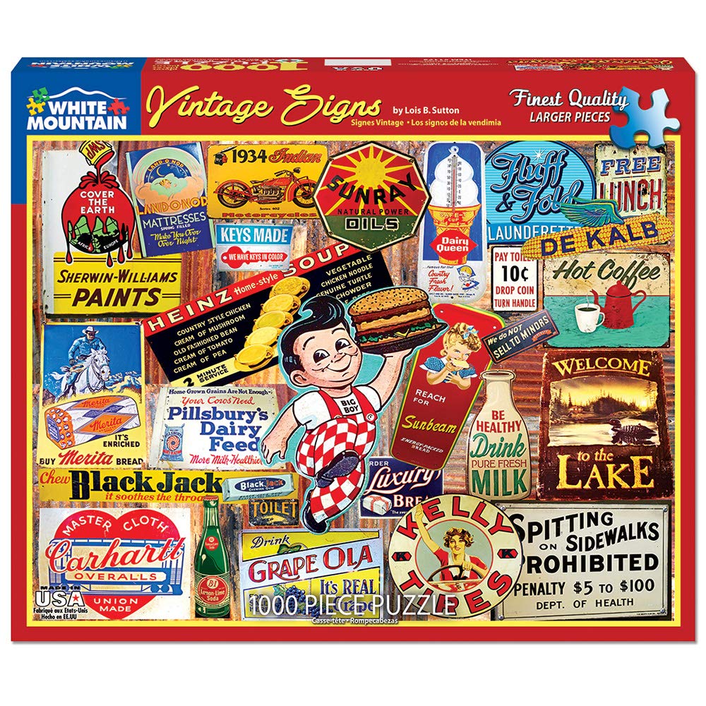 White Mountain 1000 Piece Jigsaw Puzzle Classic Advertising, Vintage Signs