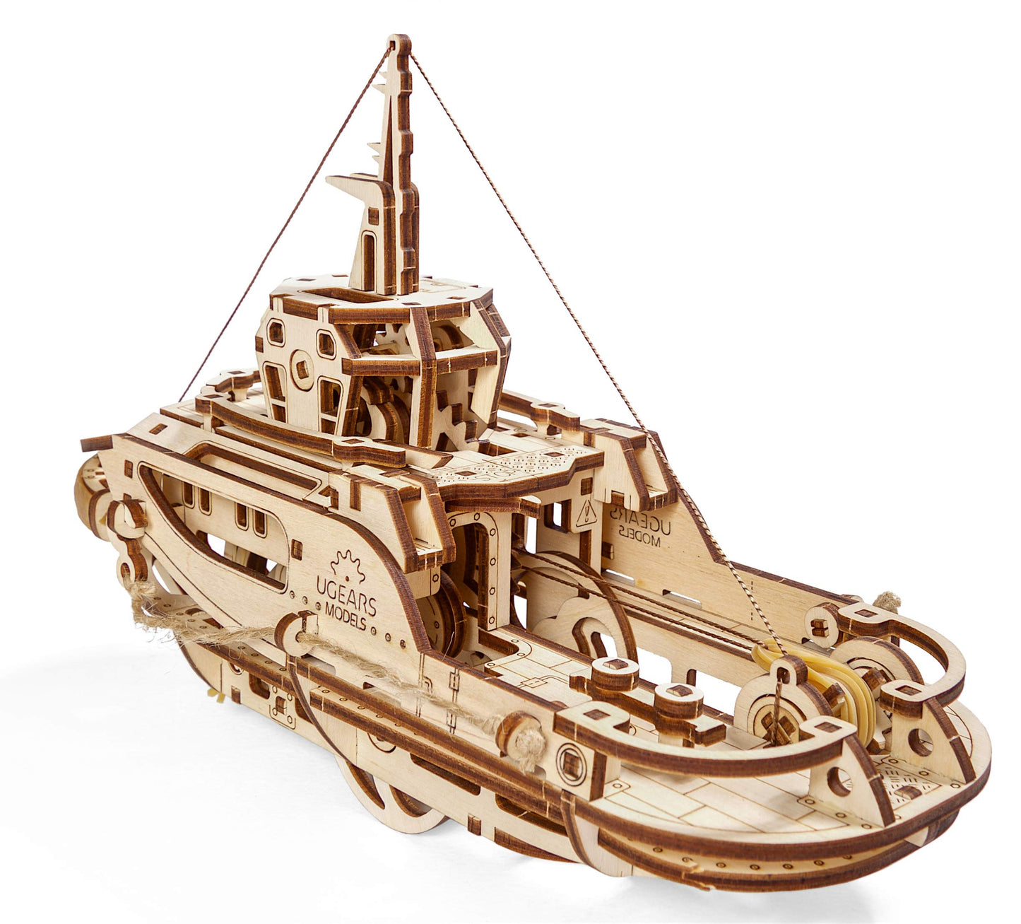 Tugboat Ugears 3D Mechanical Wooden Model for Self Assembling, DIY, Brainteaser