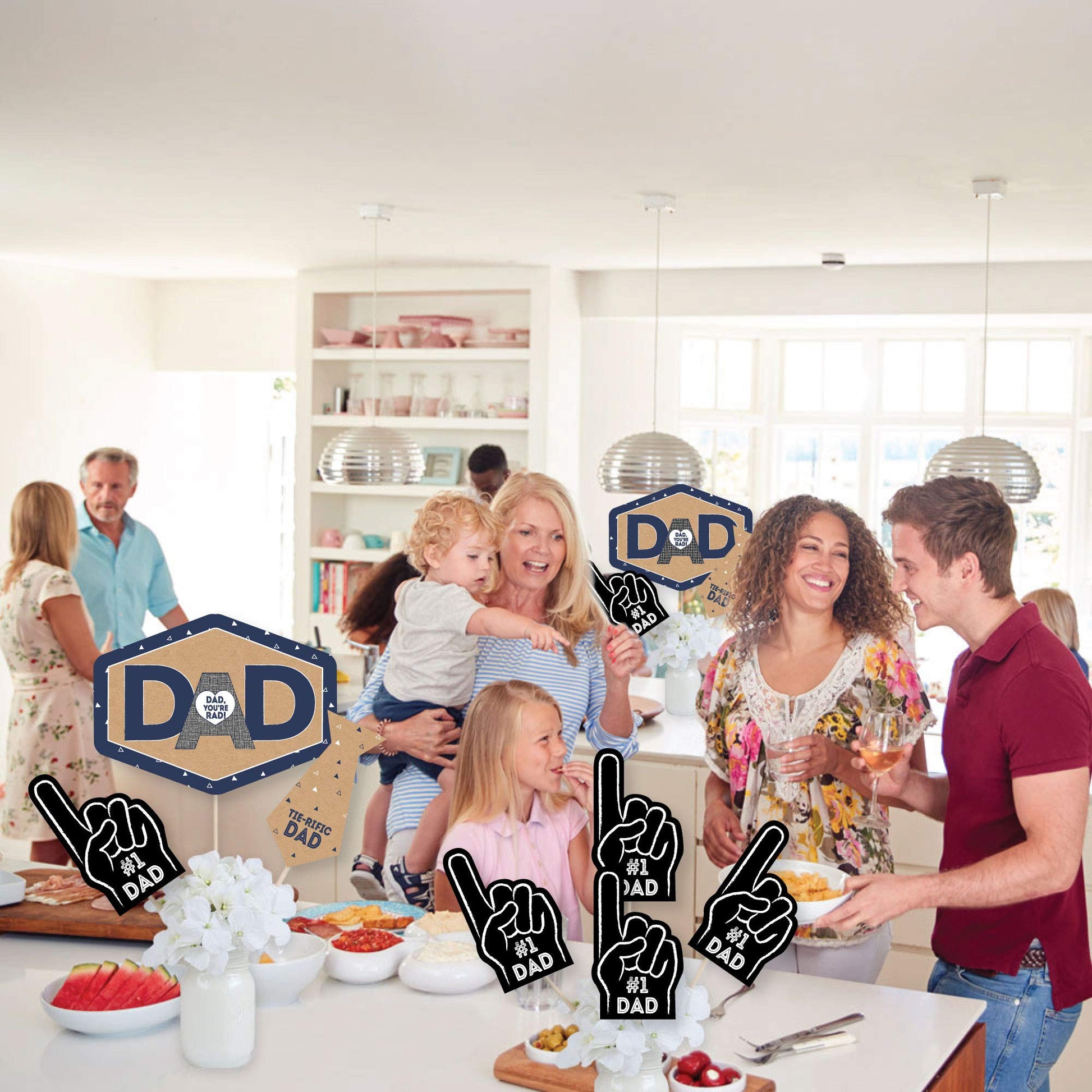 Big Dot of Happiness My Dad is Rad - Father’s Day Party Centerpiece Sticks - Showstopper Table Toppers - 35 Pieces