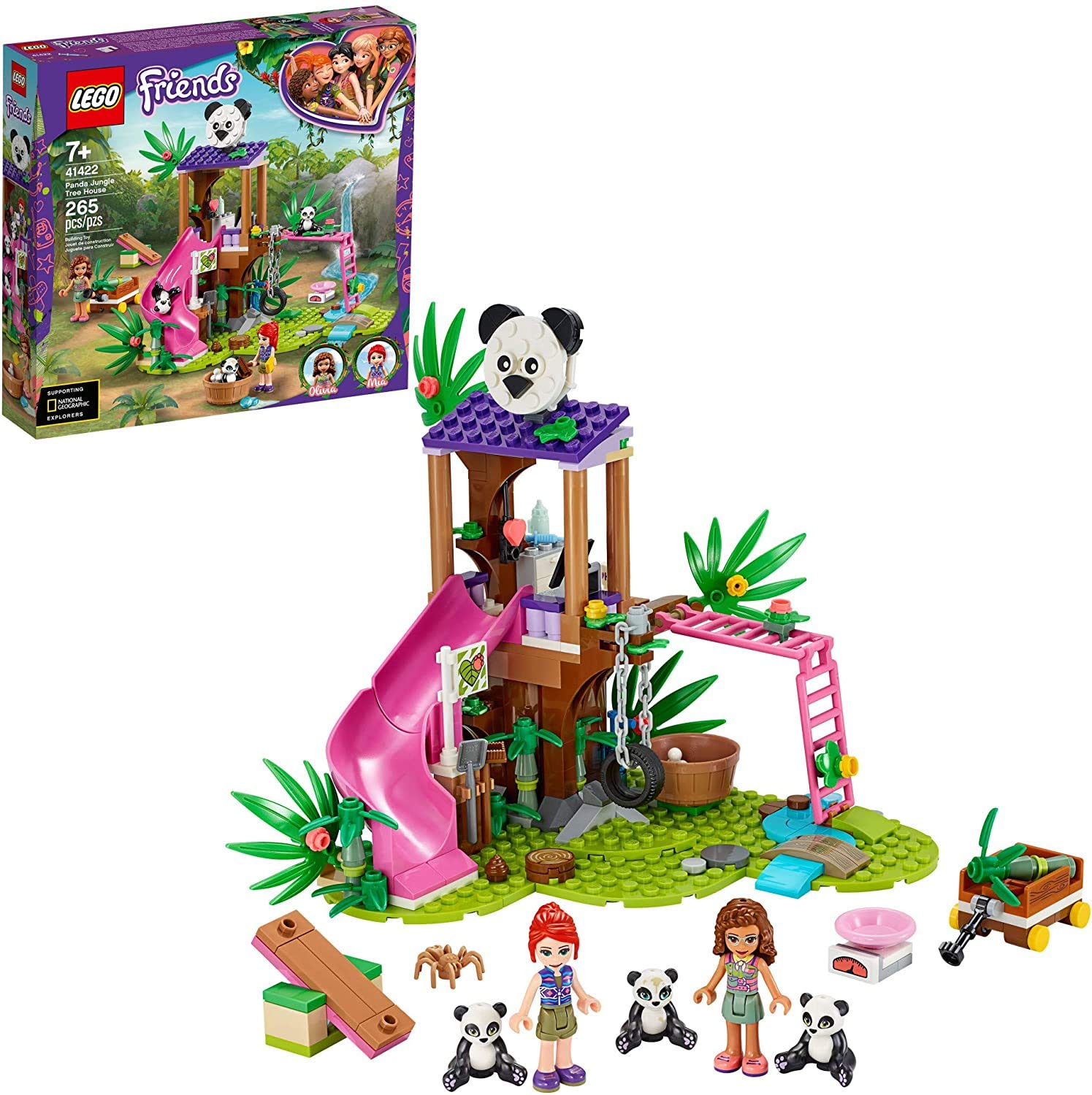 LEGO Friends Panda Jungle Tree House 41422 Building Toy; Includes 3 Panda Minifigures for KidsWho Love Wildlife Animals Friends Mia and Olivia (265