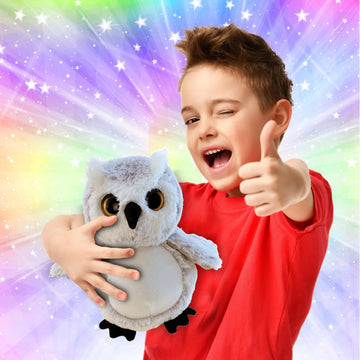 DolliBu Owl Plush - Super Soft Stuffed Animal, Cute Grey Wildlife Bird Adorable Fluffy Stuffed Animal for Boys and Girls, Plush Owl Gifts for Kids