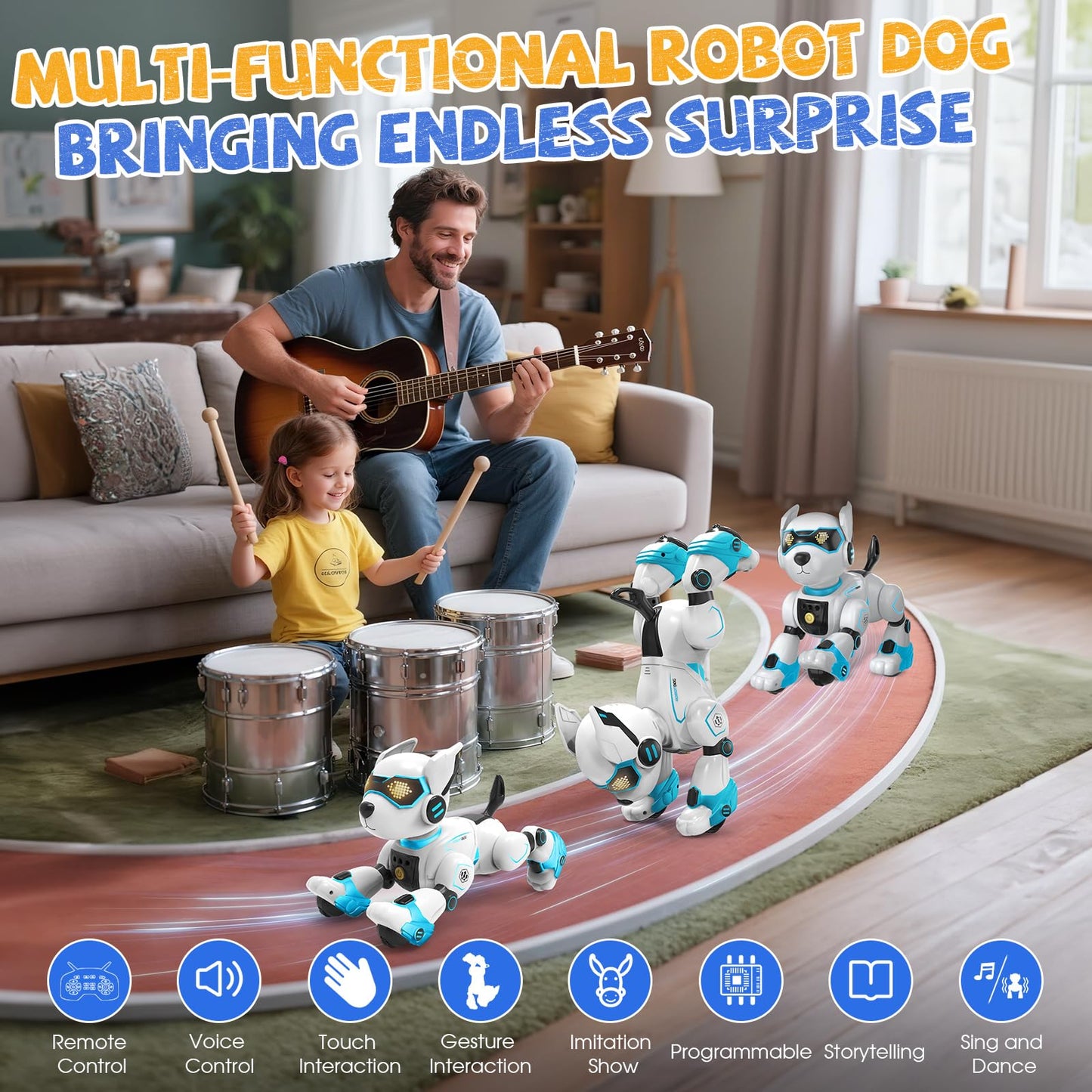 Robot Dog for Kids, Remote Control Dog with Voice Touch Interaction and lmitation Show, Programmable Gesture Sensing Dog Robot, Singing, Dancing
