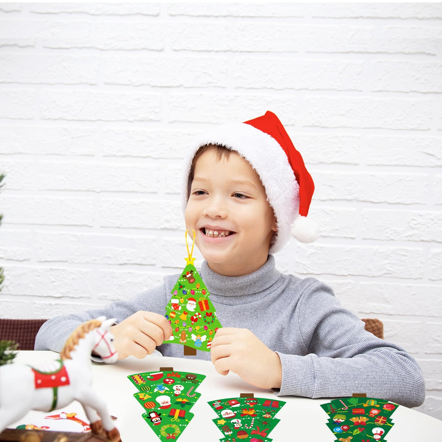 BCCSNNM 48 Pcs Christmas Tree Stickers Kit for Christmas DIY Hanging Art Ornaments Making Your Own Xmas Craft for Winter Holiday Party Classroom