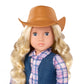 Our Generation - 18-inch Cowgirl Doll - Lifelike Gray Eyes & Wavy Blonde Hair - Cute Plaid and Denim-Style Western Outfit - Cowboy Hat & Horseback