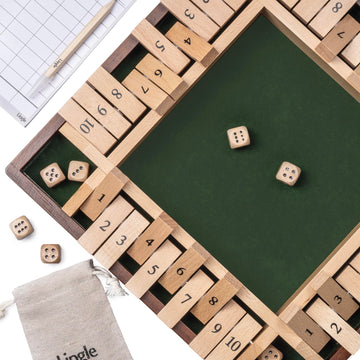 Lingle 11.8 Inch Shut The Box Dice Game, 2-4 Player Wooden Board Table Math Games, Classic Shut The Box Board Game