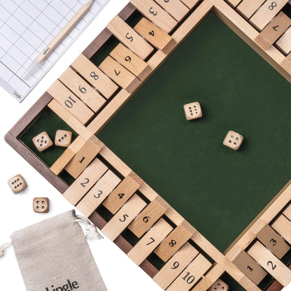 Lingle 11.8 Inch Shut The Box Dice Game, 2-4 Player Wooden Board Table Math Games, Classic Shut The Box Board Game