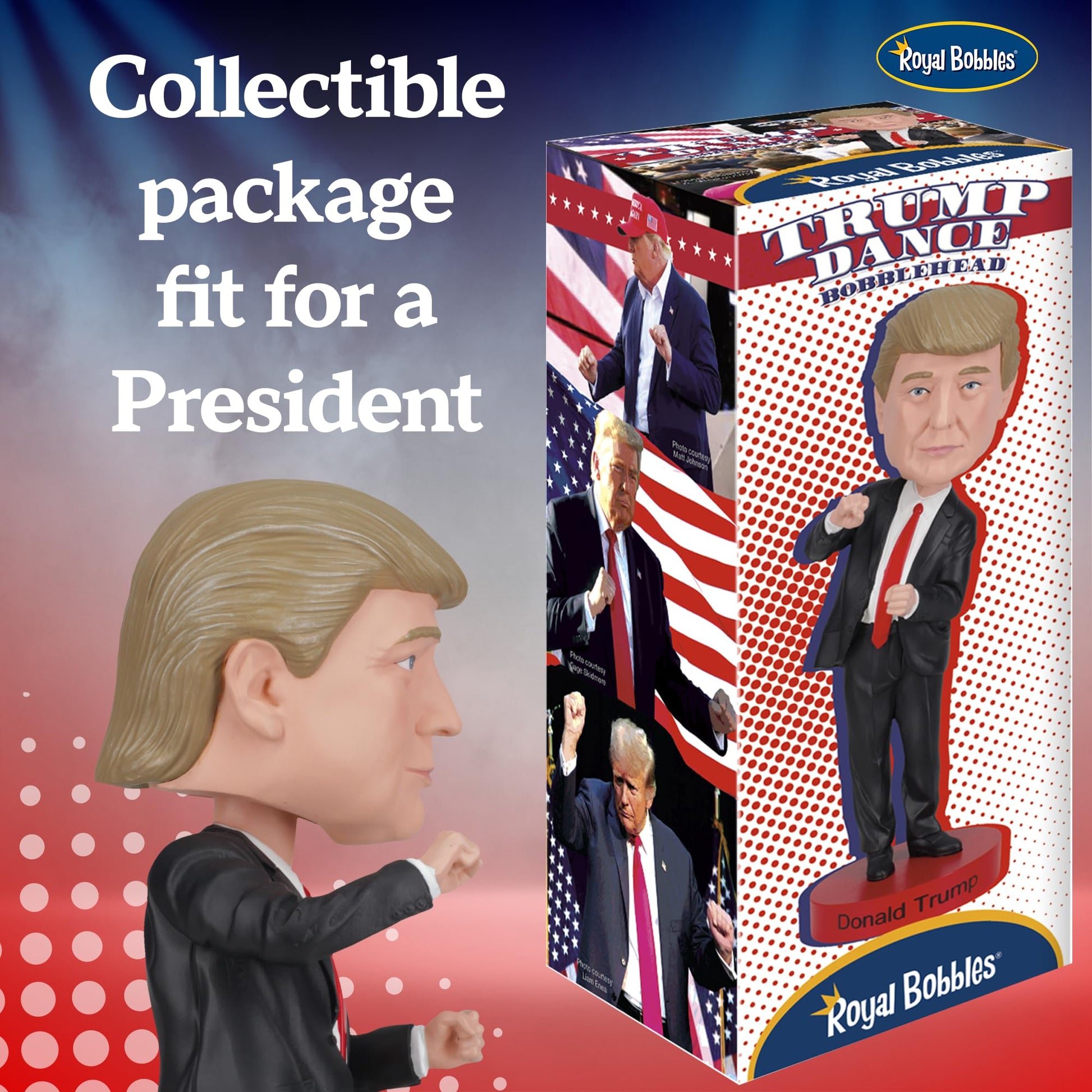 Royal Bobbles Donald Trump Dance Collectible Bobblehead Statue - 45th & 47th President of the United States - Knuckleheads Political Satire Collection