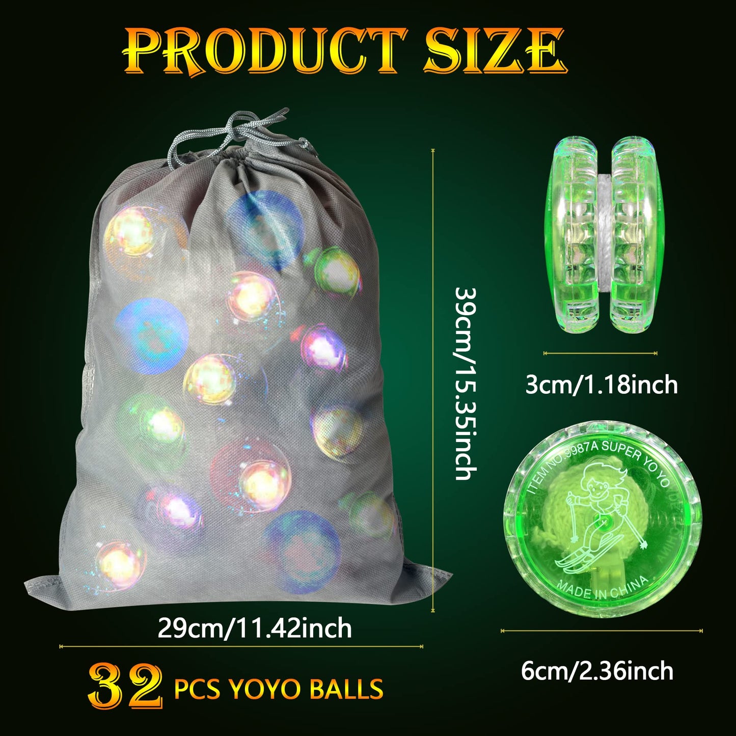 YOFOBU 32 LED Light Up Responsive Ball Beginner Level LED YoYo Ball Plastic Auto Return Bearing Toys for Birthday Party Favors,Classroom Rewards