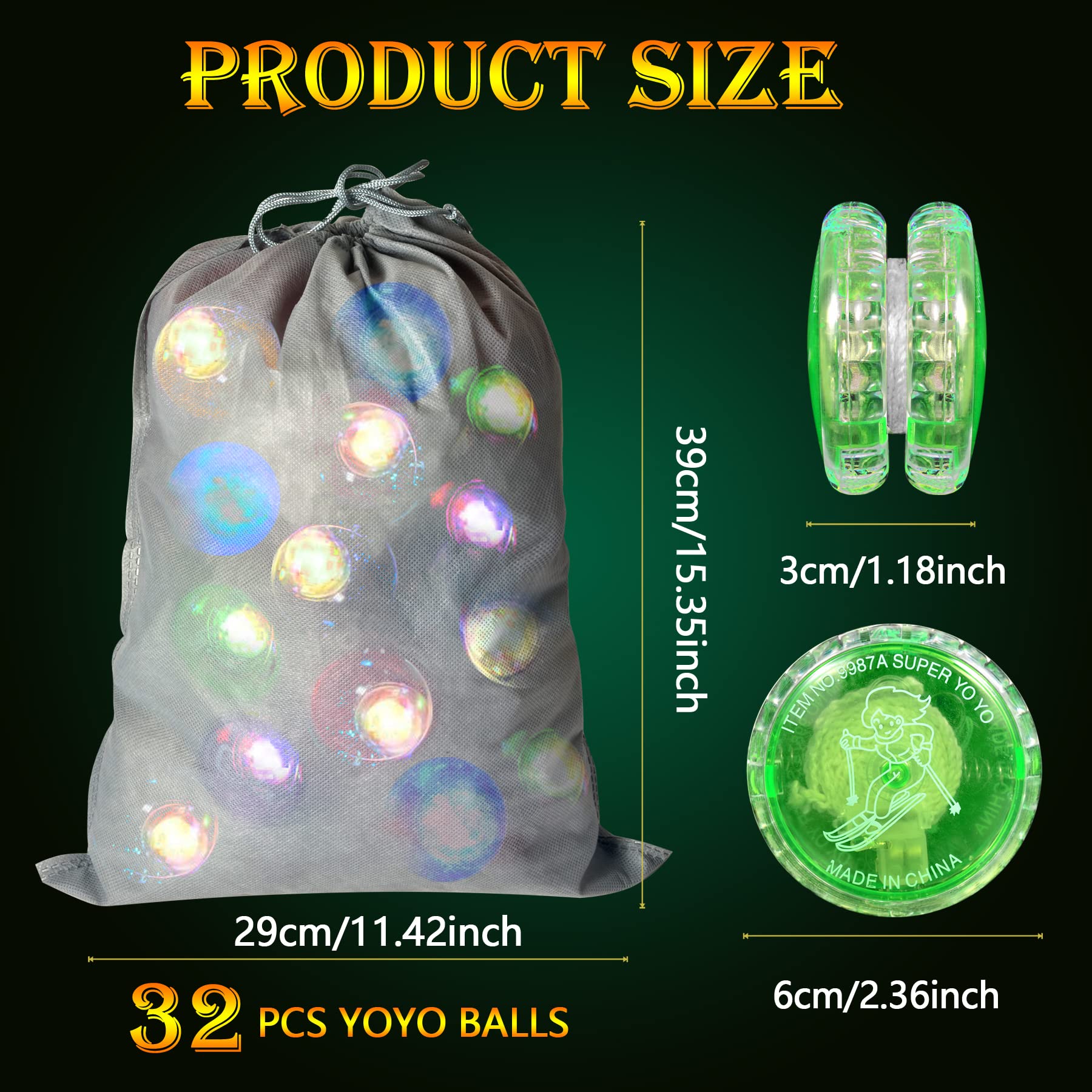 YOFOBU 32 LED Light Up Responsive Ball Beginner Level LED YoYo Ball Plastic Auto Return Bearing Toys for Birthday Party Favors,Classroom Rewards
