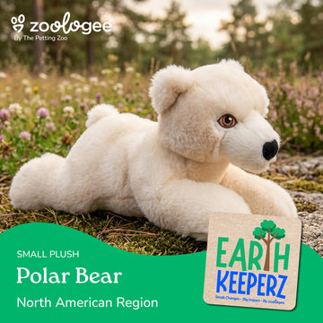 The Petting Zoo Polar Bear Stuffed Animal Plushie, Gifts for Kids, Earth Keeperz Wildlife Animals, Zoologee White Polar Bear Plush Toy, 10 inches