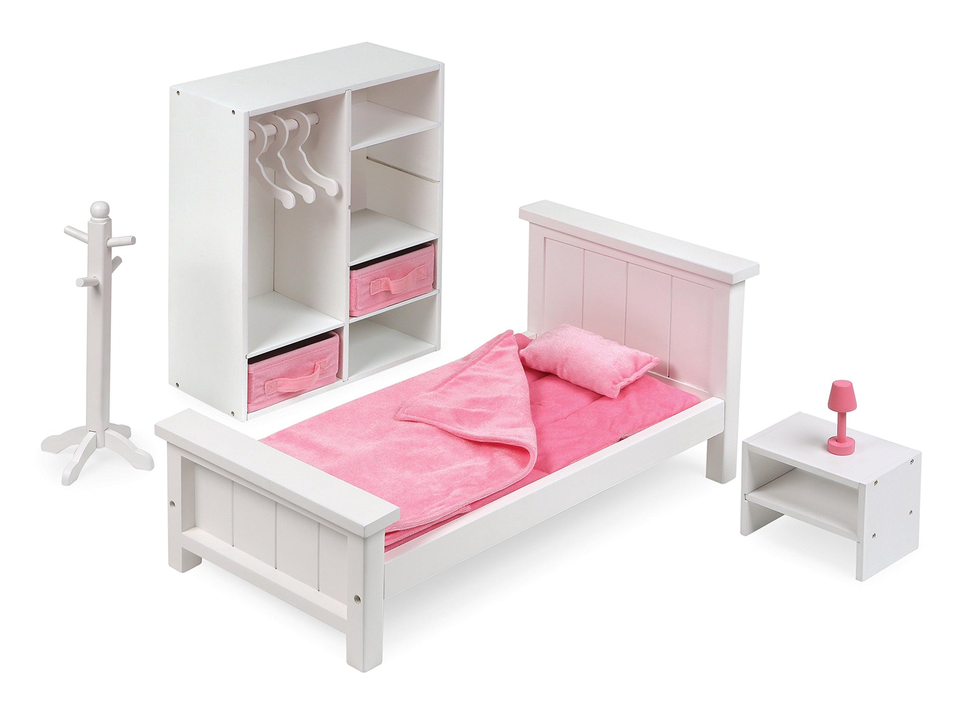 Badger Basket 13-Piece Bedroom Furniture Set for 18 Inch Dolls - Includes Bed, Armoire, Nightstand & Accessories