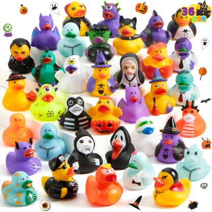 JOYIN 36 Pcs Halloween Ducks Bath Toys, Rubber Ducks Bulk for Halloween Party Favors, Mini Duckies Baby Bathtub Toys for Trick or Treating Goodie Bag
