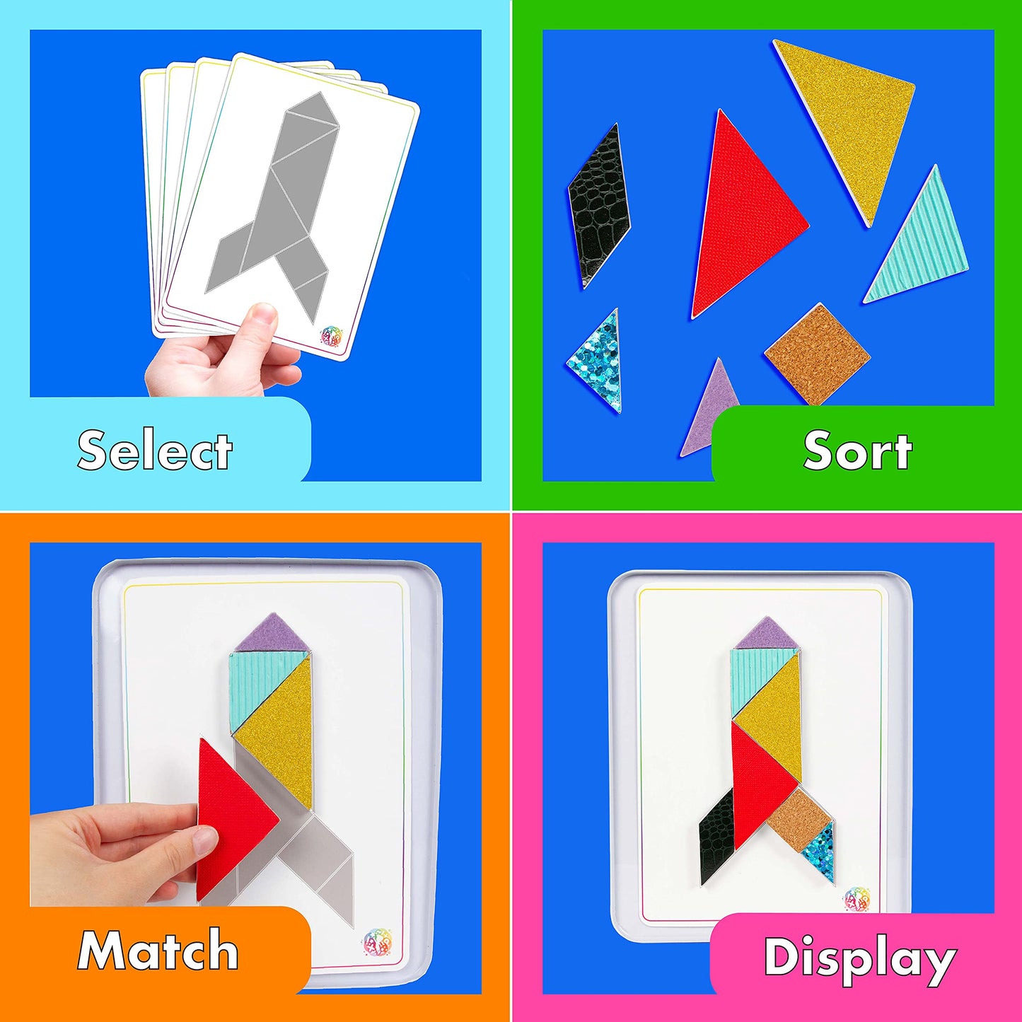 Sense & Grow Kids Unique Textured Tangram Puzzle, Age 6+