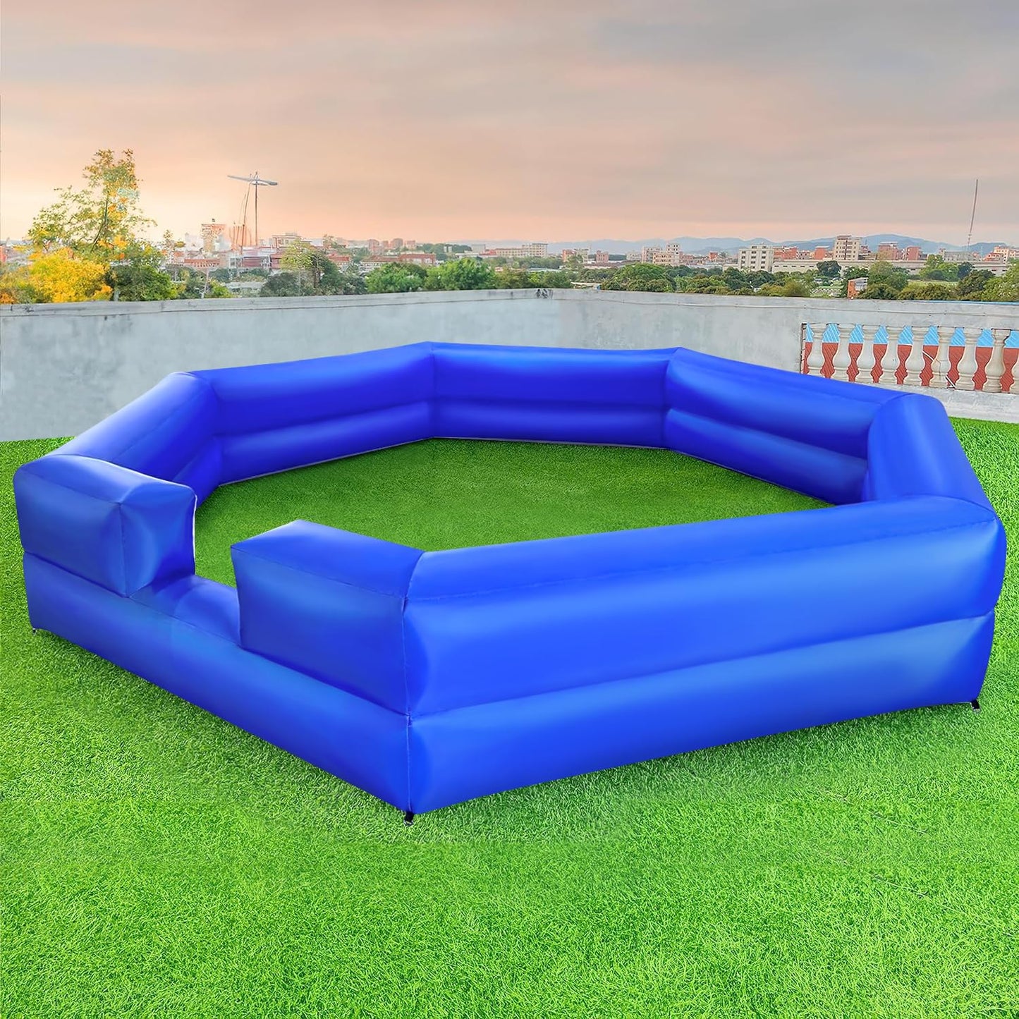 WARSUN 15FT Gaga Ball Pit Inflatable with Powerful Blower, Portable Gagaball Court for Indoor Outdoor Family Activities Inflatable Sport Games (Blue)