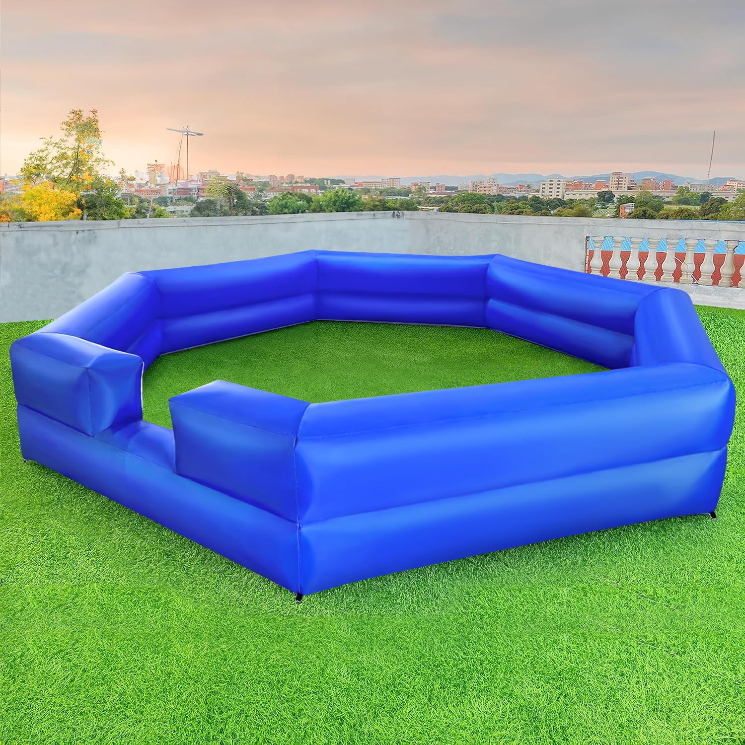 WARSUN 15FT Gaga Ball Pit Inflatable with Powerful Blower, Portable Gagaball Court for Indoor Outdoor Family Activities Inflatable Sport Games (Blue)