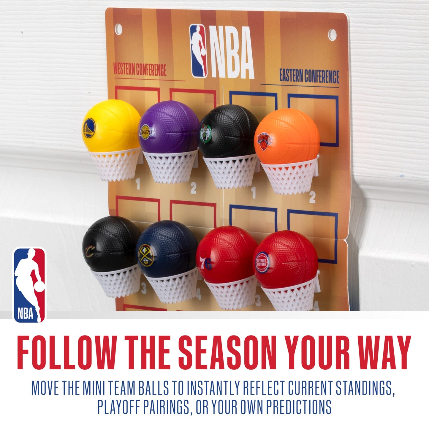 Franklin Sports NBA Standings Tracker - League Standings Board with Official NBA Team Mini Basketballs - Fun Fan Shop Décor for Bedrooms, Offices +