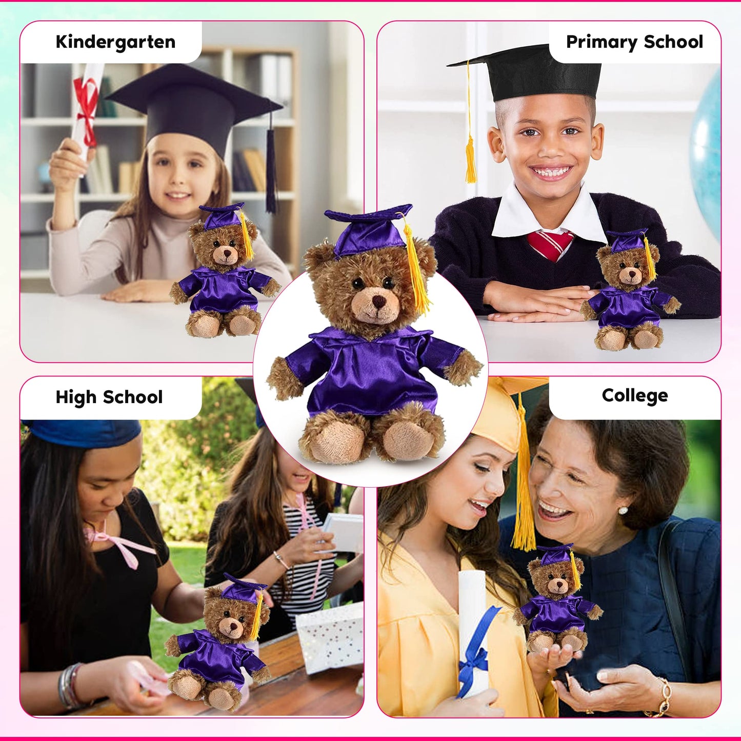 Personalized 2026 Graduation Mocha Teddy Bear - Custom Plush with Cap & Gown - 6 inch Cute Stuffed Animal for Graduates - Best Grad Gift for College