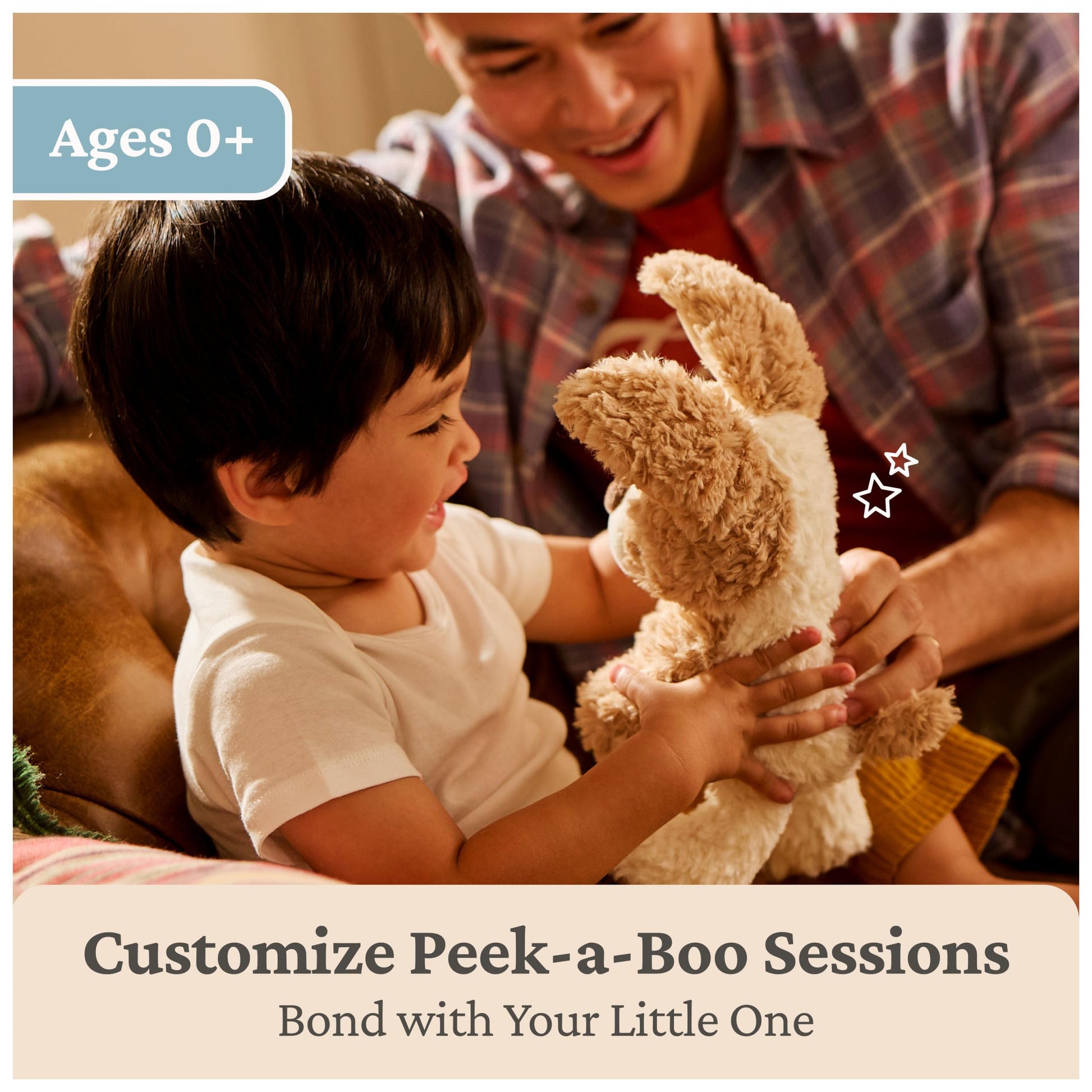 GUND Baby Peek-a-Boo Peeki Puppy Interactive Squeeze-Activated Plush Toy 7"