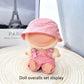 Complete Cute Outfit for 17cm Collectible Dolls: Hat & Overalls Set - Ideal for Dressing Up Elf or Fantasy Style Figures (Pink-a)
