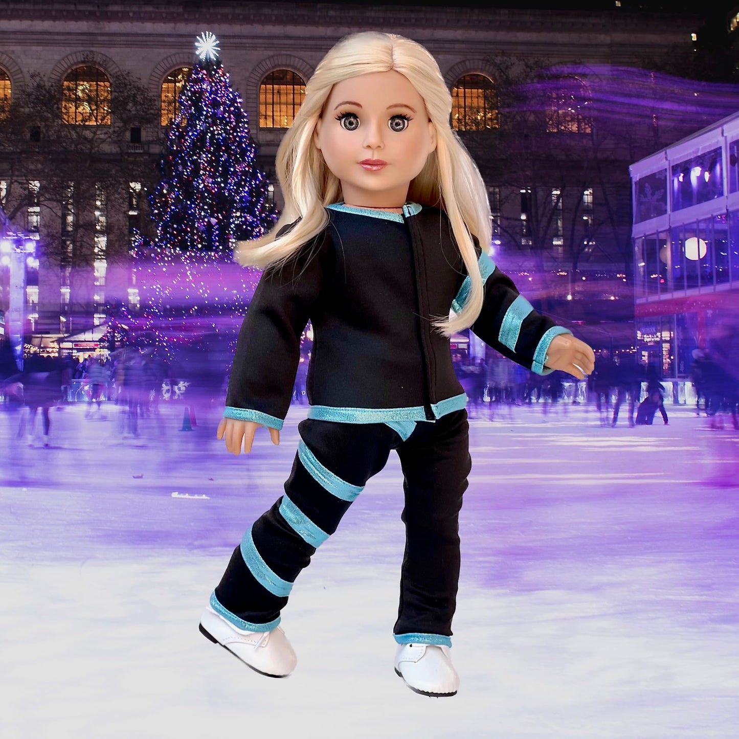Super Skater - 18 Inch Doll Clothes - 2 Complete Ice Skating Outfits - 5 Pieces - Leotard, Skirt, Pants, Jacket, and 1 Pair of Skates (Dolls Not