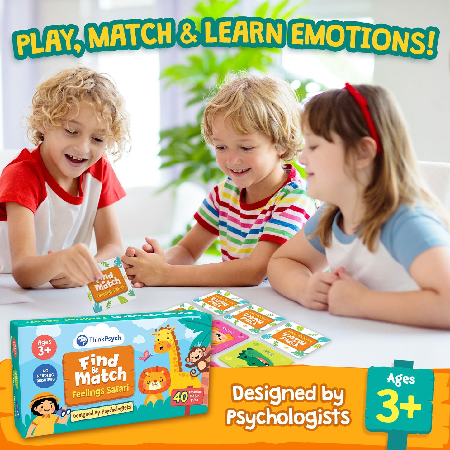 ThinkPsych Find & Match - Feelings Safari | Emotions Matching Game for Kids | Therapy Games for Kids | Social Emotional Learning Activities | Play