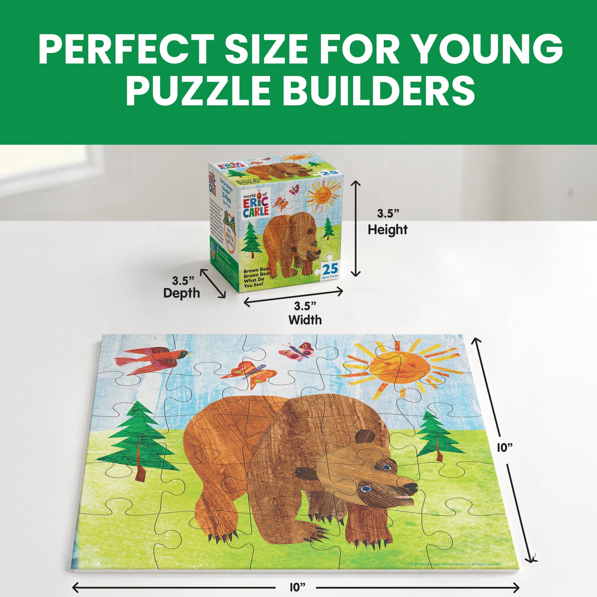 MasterPieces World of Eric Carle - Brown Bear 25 Piece Jigsaw Puzzle - Jigsaw Puzzle with Vibrant Artwork and Durable Pieces - Fun Family Activity