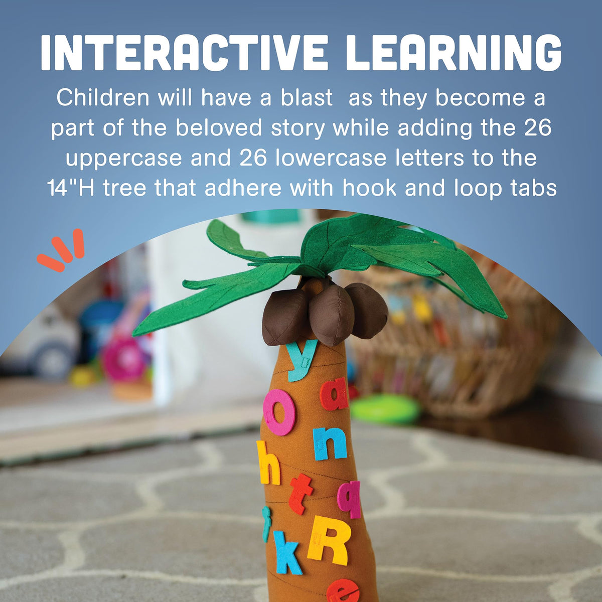 Constructive Playthings Tree and Letters Props for "Chicka Chicka Boom Boom" Children's Book, 14" H Plush Tree with 26 Lowercase and 26 Uppercase