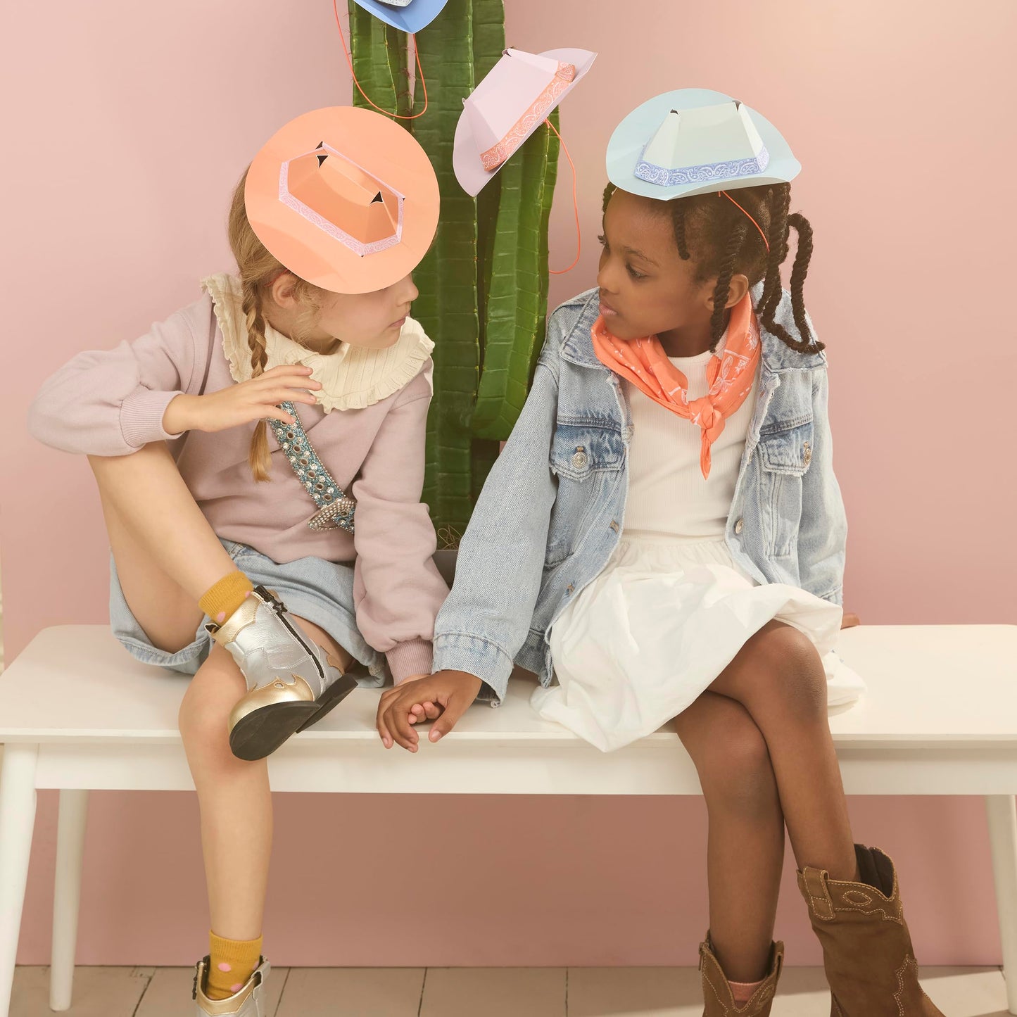 Meri Meri Mini Cowboy Party Hats (Pack of 8), Paper Birthday Party Hats, 8 Stylish Colors, Ages 3+, Cowboy Western Party Decorations, 7.25" x 2.75" x