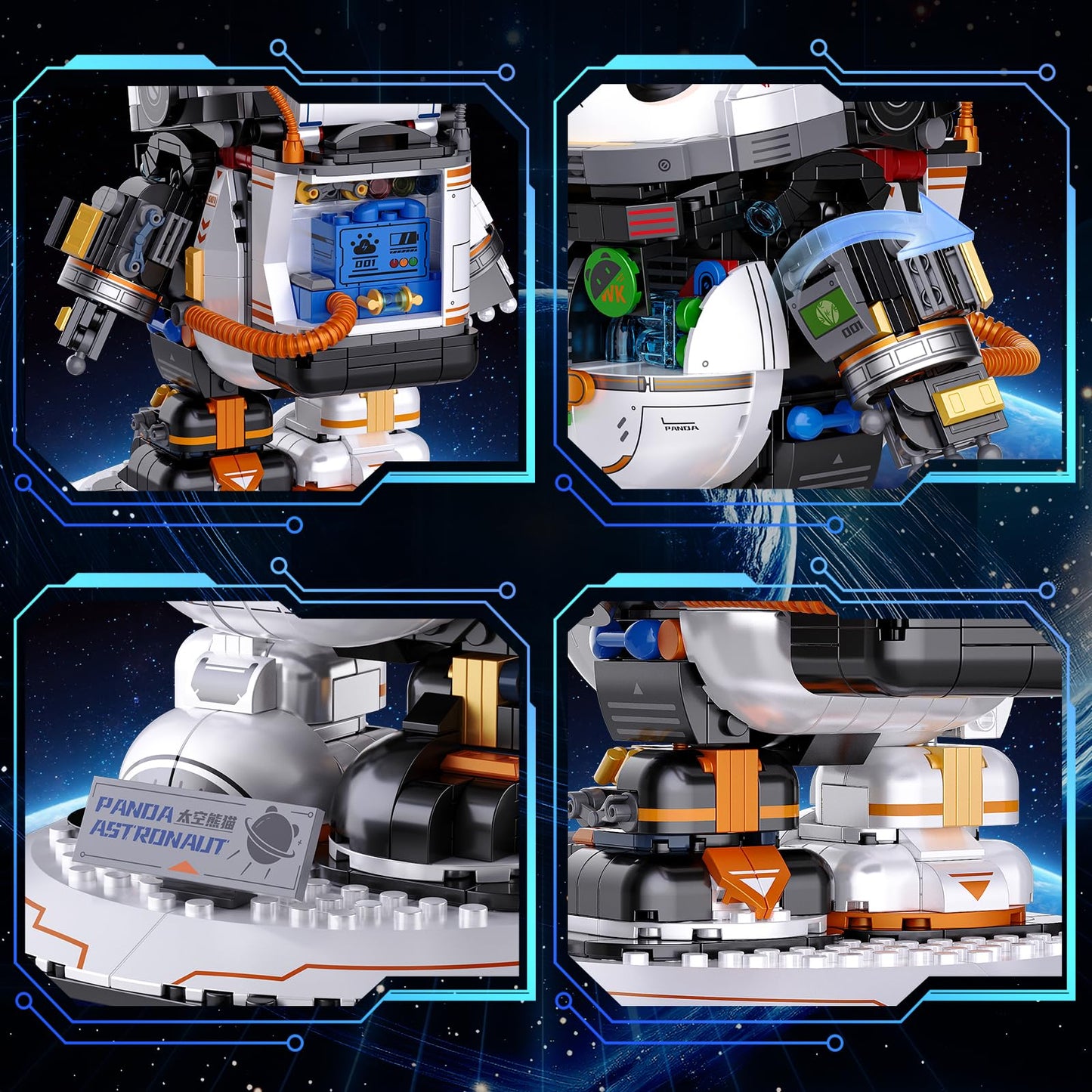 Panda Astronaut Building Blocks Set, Space Astronaut Figure Building Toy, Animals Space Theme STEM Model Kit for Kids, Birthday for Boys Girls Adults