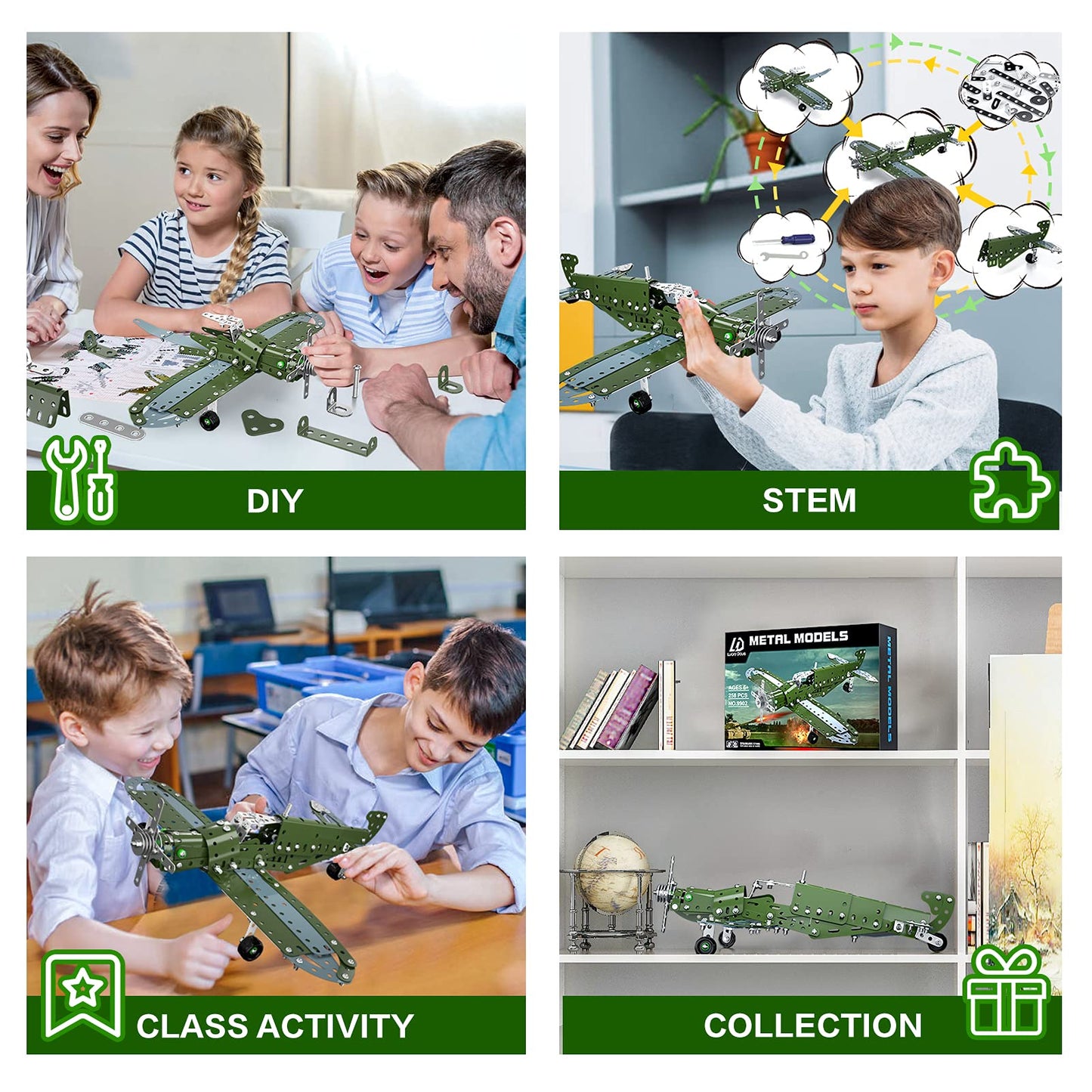 Lucky Doug Building Toys Model Airplane Set - DIY Building Stem Projects Toys for Kids Boys Ages 8-12, Assembly Science Toys for Model Fans
