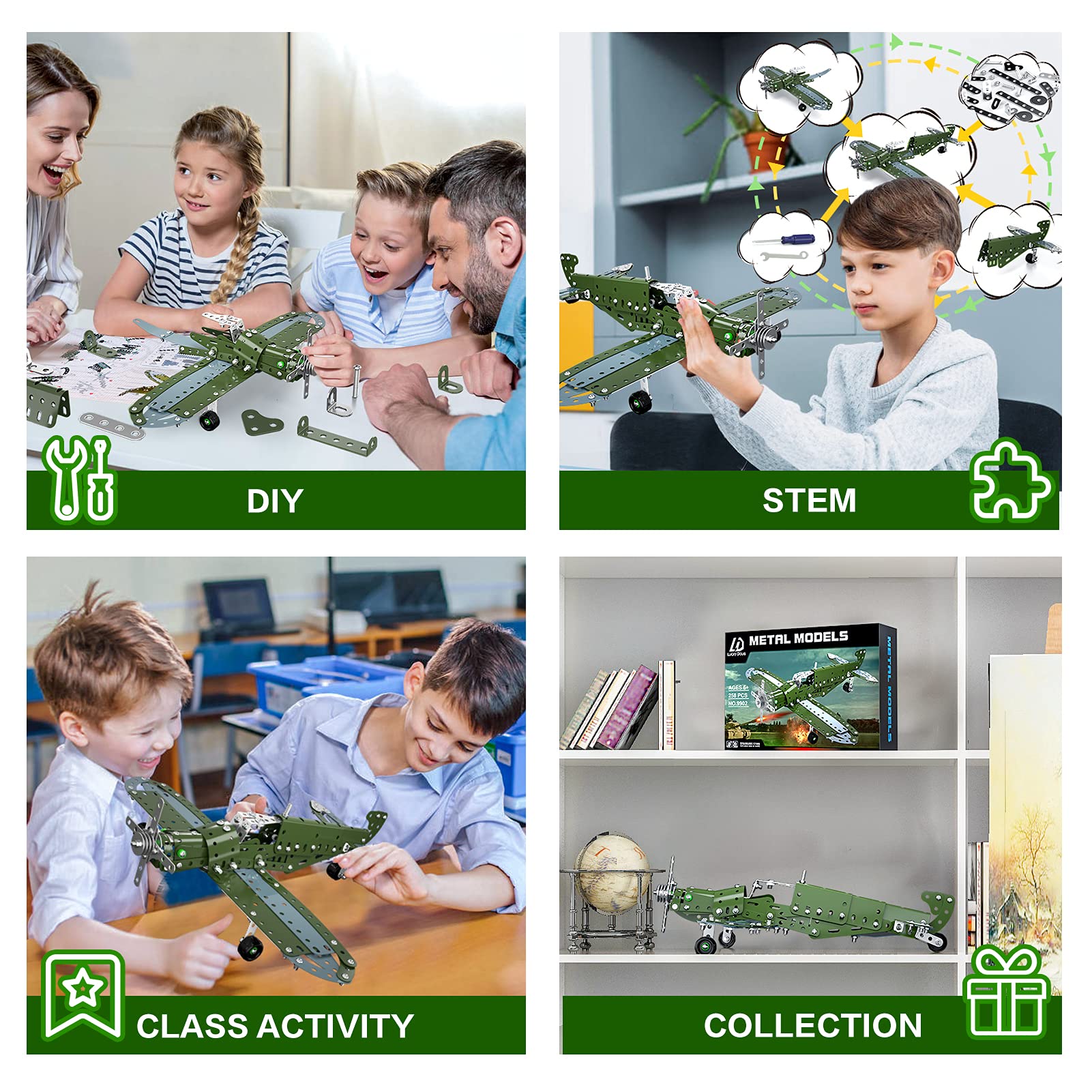 Lucky Doug Building Toys Model Airplane Set - DIY Building Stem Projects Toys for Kids Boys Ages 8-12, Assembly Science Toys for Model Fans