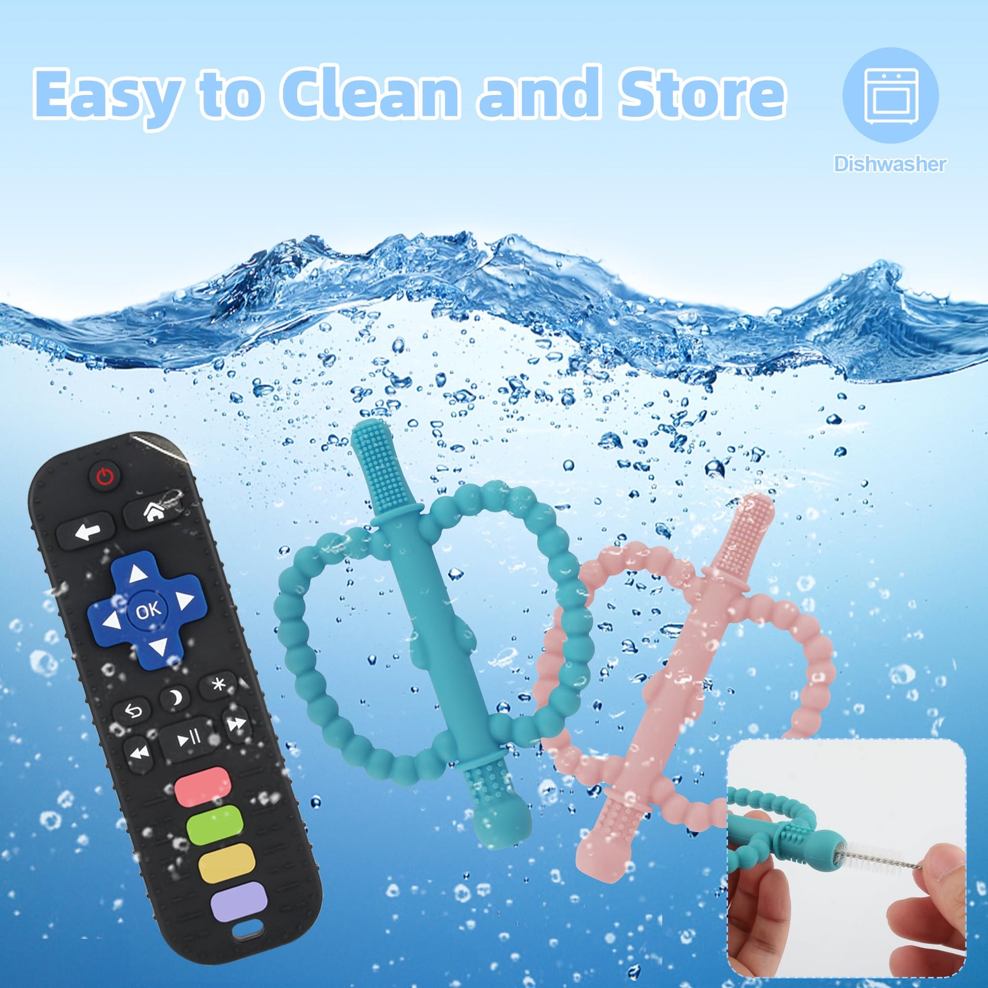 Teething Toys for Babies 0-6 6-12 12-18 Months Bpa Free Teething Sticks and Remote Teether for Babies Baby Sensory Chew Toys for Infants 0-18 Months