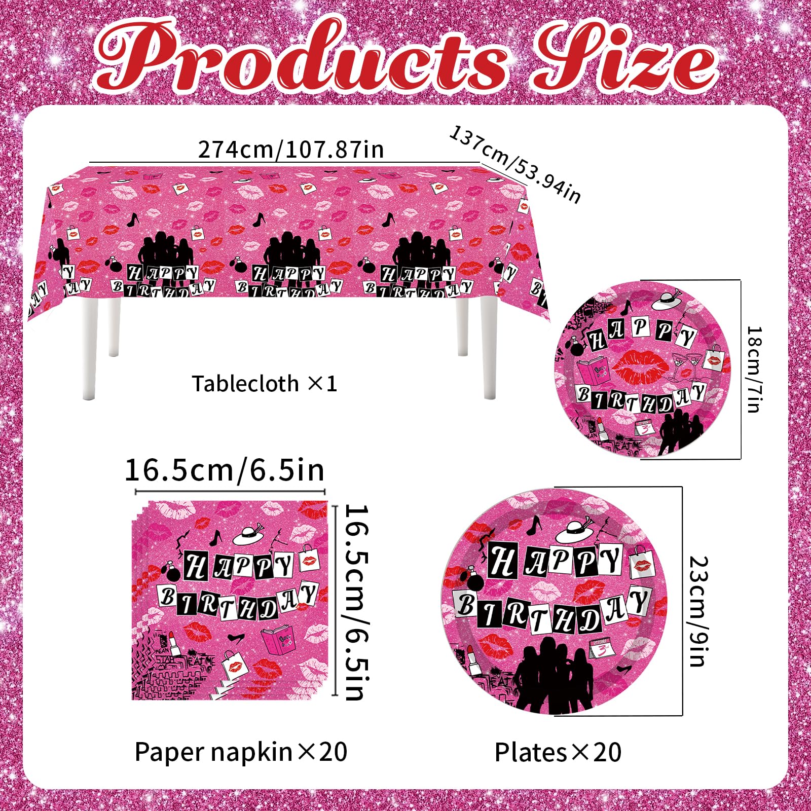 Pink Girls Birthday Party Set Pink High School Queen Theme Burn Book Popular Girl Birthday Decorations Party Decorations Hot Girls Banner Plates