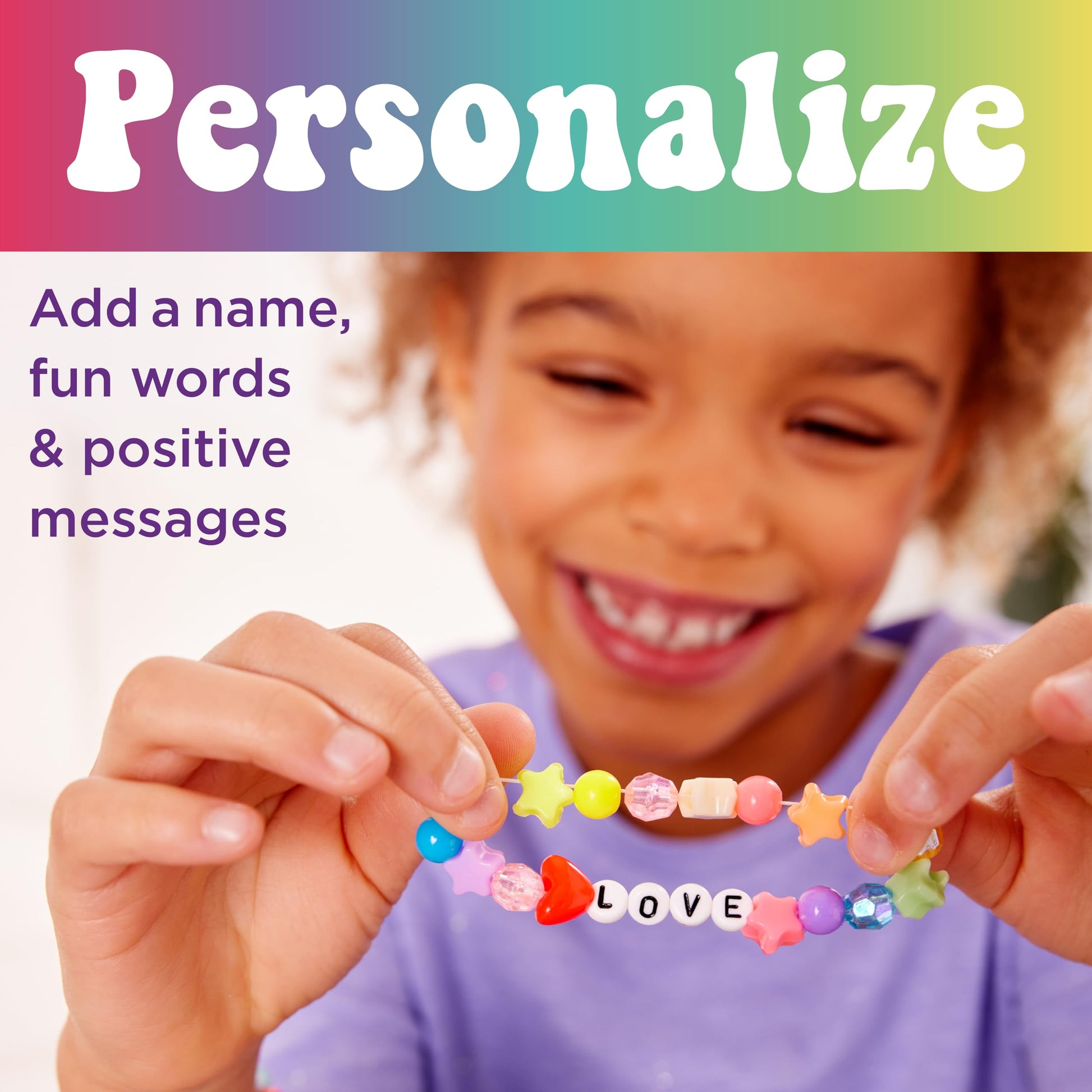 Creativity for Kids Rainbow Bead Jar Jewelry Making Kit: Makes 40+ Friendship Bracelets, DIY Crafts for Girls, Great Summer Activities for Kids (Ages
