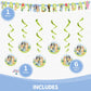 Bluey Birthday Banner and 6 Hanging Swirls | Bluey Birthday Decorations | Party Supplies | Officially Licensed