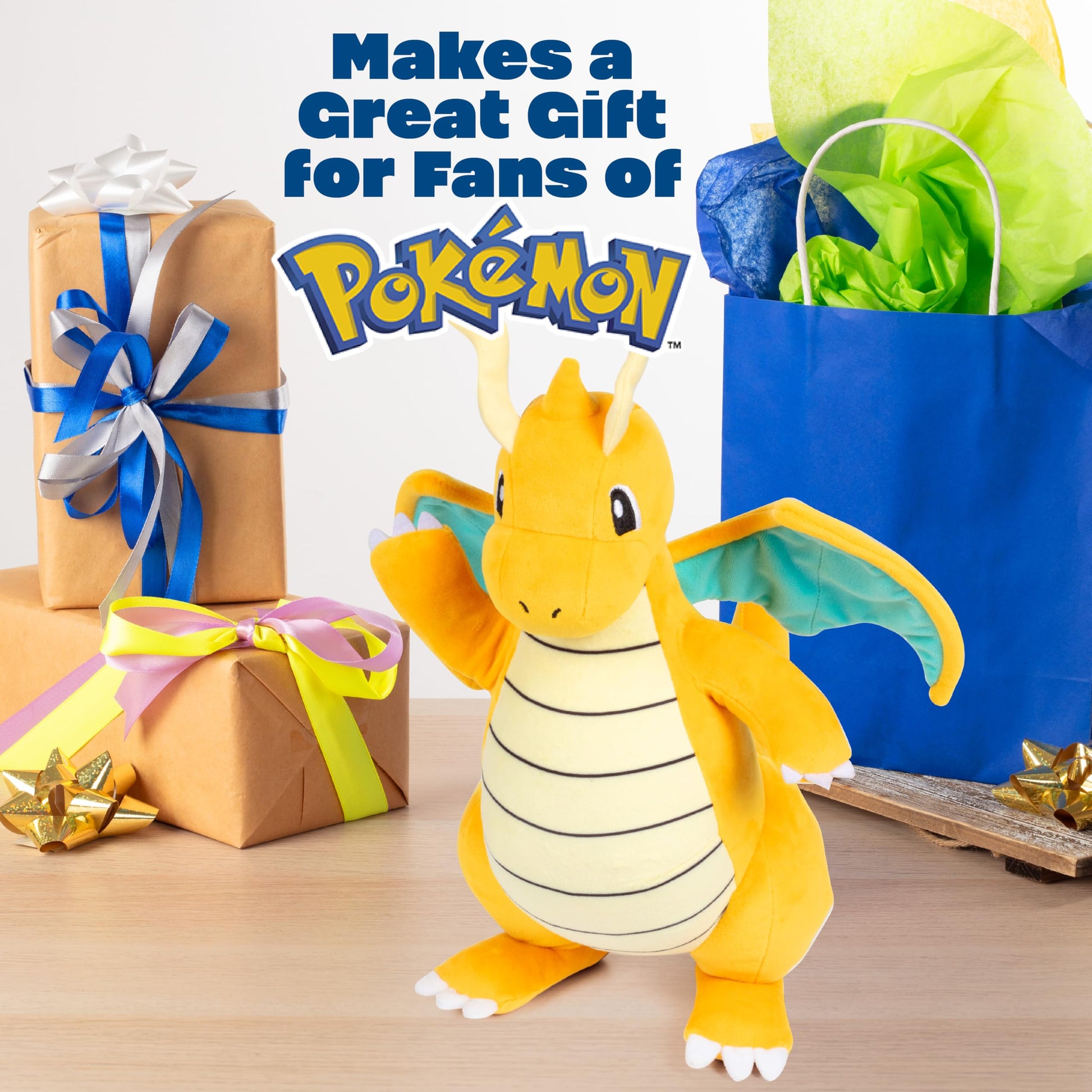 Pokémon 12" Dragonite Plush - Officially Licensed - Generation 1 Dratini & Dragonair Evolution - Authentic Soft Stuffed Animal Toy Figure - Gift