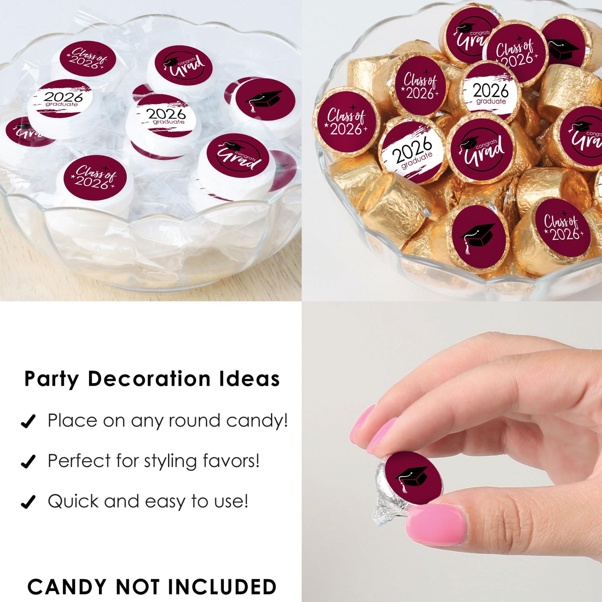 Big Dot of Happiness Maroon Grad - Best is Yet to Come - 2026 Burgundy Graduation Party Small Round Candy Stickers - Party Favor Labels - 324 Count