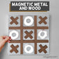 Play Platoon Magnetic Tic Tac Toe Game - Large Metal and Wooden Wall Mounted Board Games - 13.5 Inch Table Top or Wall Mounted Farmhouse Rustic