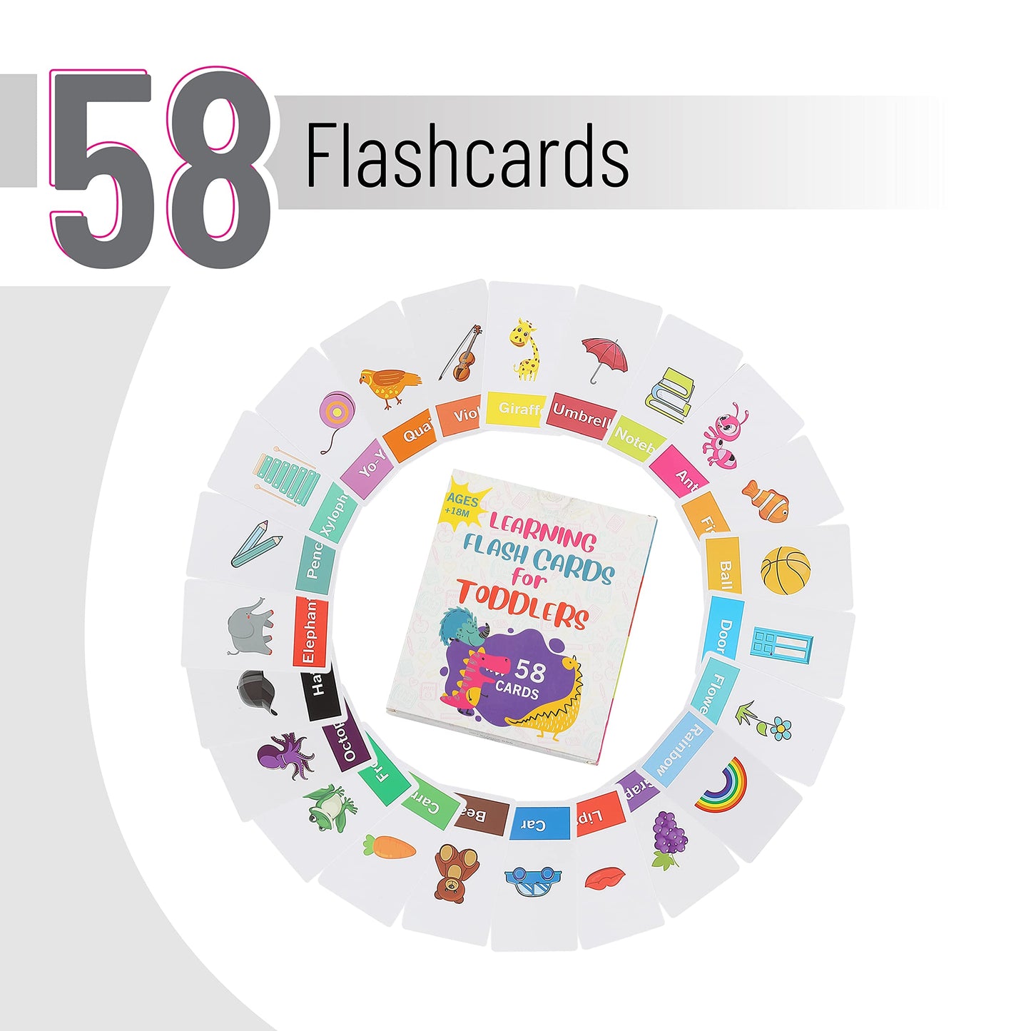 Mr. Pen- Alphabet Flash Cards for Toddlers, Double-Sided, 58 Picture Cards